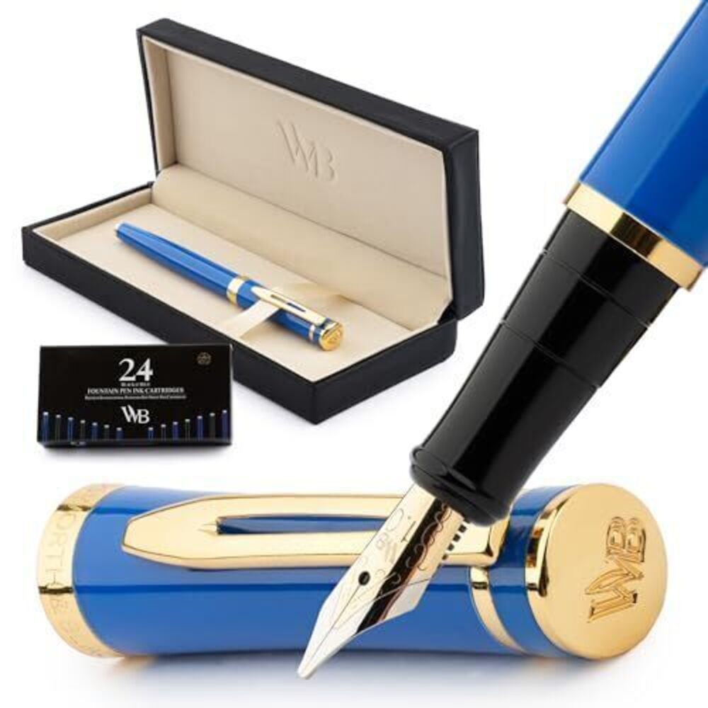 8886 Fountain Pen Set, 18K Gilded Broad Nib, Includes 24 Pack Ink